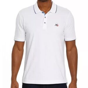 Robert Graham Rossi Short Sleeve Knit Polo Shirt Classic Fit Skull Rose White XL
